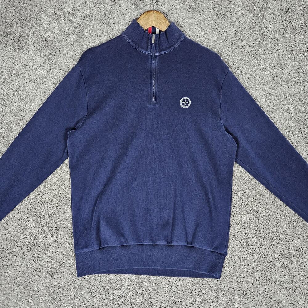 Vintage Polo Golf Ralph Lauren Sweatshirt Mens Medium Blue 1/4 Zip Pima Cotton